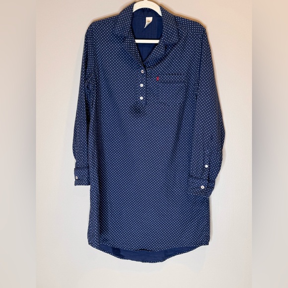 Levi's Dresses & Skirts - Levi's Navy Blue Button Down Shirt Dress with Polka Dots